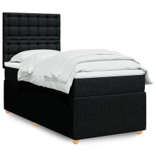 vidaXL fekete szövet rugós ágy matraccal 90x190 cm ágy és ágykellék