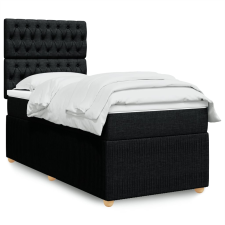 vidaXL fekete szövet rugós ágy matraccal 90x190 cm ágy és ágykellék
