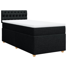 vidaXL fekete szövet rugós ágy matraccal 90x190 cm (3286544) ágy és ágykellék