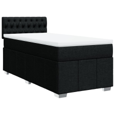 vidaXL fekete szövet rugós ágy matraccal 90x190 cm (3286932) ágy és ágykellék