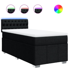 vidaXL fekete szövet rugós ágy matraccal 90x190 cm (3289232) ágy és ágykellék