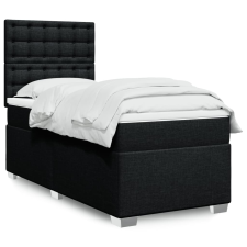 vidaXL fekete szövet rugós ágy matraccal 90x200 cm ágy és ágykellék