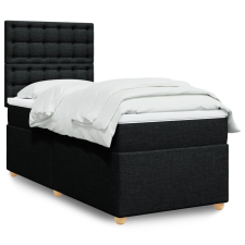 vidaXL fekete szövet rugós ágy matraccal 90x200 cm ágy és ágykellék