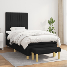 vidaXL fekete szövet rugós ágy matraccal 90x200 cm ágy és ágykellék