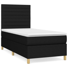 vidaXL fekete szövet rugós ágy matraccal 90x200 cm (3142387) ágy és ágykellék