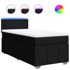 vidaXL fekete szövet rugós ágy matraccal 90x200 cm (3289246) ágy és ágykellék