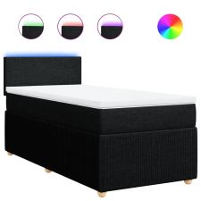 vidaXL fekete szövet rugós ágy matraccal 90x200 cm (3289634) ágy és ágykellék
