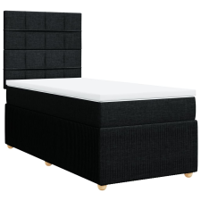 vidaXL fekete szövet rugós ágy matraccal 90x200 cm (3291941) ágy és ágykellék