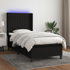vidaXL fekete szövet rugós és LED-es ágy matraccal 100x200 cm ágy és ágykellék