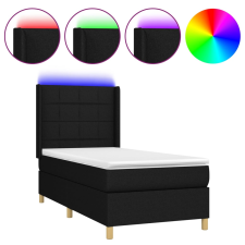 vidaXL fekete szövet rugós és LED-es ágy matraccal 100x200 cm (3138855) ágy és ágykellék