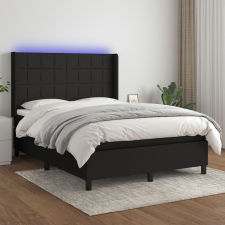 vidaXL fekete szövet rugós és LED-es ágy matraccal 140x190 cm ágy és ágykellék