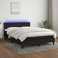 vidaXL Fekete szövet rugós és LED-es ágy matraccal 140x190 cm ágy és ágykellék
