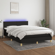 vidaXL fekete szövet rugós és LED-es ágy matraccal 140x190 cm ágy és ágykellék