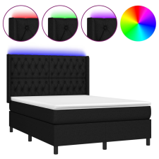vidaXL fekete szövet rugós és LED-es ágy matraccal 140x190 cm (3138551) ágy és ágykellék