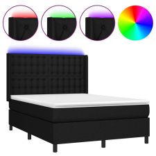 vidaXL fekete szövet rugós és LED-es ágy matraccal 140x190 cm (3138631) ágy és ágykellék
