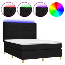 vidaXL fekete szövet rugós és LED-es ágy matraccal 140x190 cm (3139111) ágy és ágykellék