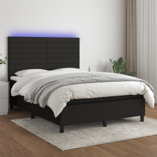 vidaXL fekete szövet rugós és LED-es ágy matraccal 140x200 cm ágy és ágykellék