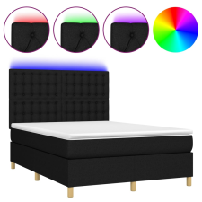 vidaXL fekete szövet rugós és LED-es ágy matraccal 140x200 cm (3135759) ágy és ágykellék