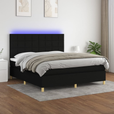 vidaXL fekete szövet rugós és LED-es ágy matraccal 160x200 cm ágy és ágykellék