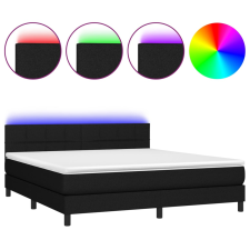 vidaXL fekete szövet rugós és LED-es ágy matraccal 160x200 cm (3133167) ágy és ágykellék