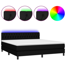 vidaXL fekete szövet rugós és LED-es ágy matraccal 160x200 cm (3133407) ágy és ágykellék