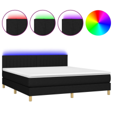 vidaXL fekete szövet rugós és LED-es ágy matraccal 160x200 cm (3133887) ágy és ágykellék