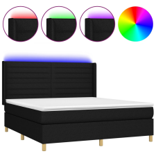 vidaXL fekete szövet rugós és LED-es ágy matraccal 160x200 cm (3138967) ágy és ágykellék