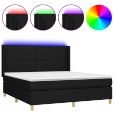 vidaXL fekete szövet rugós és LED-es ágy matraccal 160x200 cm (3139047) ágy és ágykellék