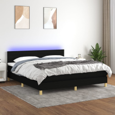 vidaXL fekete szövet rugós és LED-es ágy matraccal 180 x 200 cm ágy és ágykellék