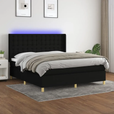 vidaXL fekete szövet rugós és LED-es ágy matraccal 180 x 200 cm ágy és ágykellék