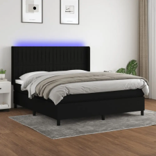 vidaXL fekete szövet rugós és LED-es ágy matraccal 180 x 200 cm ágy és ágykellék