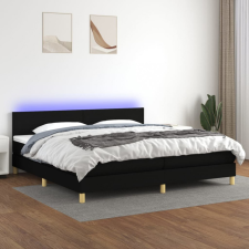 vidaXL fekete szövet rugós és LED-es ágy matraccal 200x200 cm ágy és ágykellék
