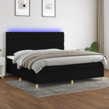 vidaXL fekete szövet rugós és LED-es ágy matraccal 200x200 cm ágy és ágykellék
