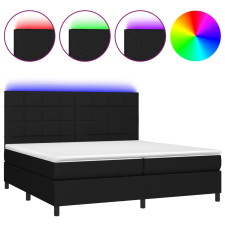 vidaXL fekete szövet rugós és LED-es ágy matraccal 200x200 cm (3134903) ágy és ágykellék