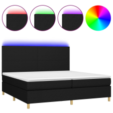 vidaXL fekete szövet rugós és LED-es ágy matraccal 200x200 cm (3135303) ágy és ágykellék
