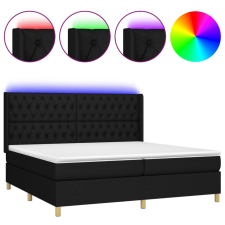 vidaXL fekete szövet rugós és LED-es ágy matraccal 200x200 cm (3139143) ágy és ágykellék