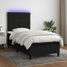 vidaXL fekete szövet rugós és LED-es ágy matraccal 80 x 200 cm ágy és ágykellék