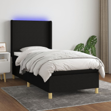vidaXL fekete szövet rugós és LED-es ágy matraccal 90x190 cm ágy és ágykellék
