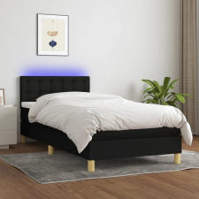 vidaXL Fekete szövet rugós és LED-es ágy matraccal 90x190 cm ágy és ágykellék