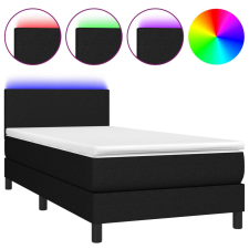 vidaXL fekete szövet rugós és LED-es ágy matraccal 90x190 cm (3132959) ágy és ágykellék