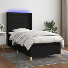 vidaXL fekete szövet rugós és LED-es ágy matraccal 90x200 cm ágy és ágykellék
