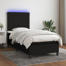 vidaXL fekete szövet rugós és LED-es ágy matraccal 90x200 cm ágy és ágykellék