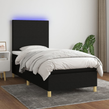 vidaXL fekete szövet rugós és LED-es ágy matraccal 90x200 cm ágy és ágykellék