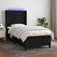 vidaXL fekete szövet rugós és LED-es ágy matraccal 90x200 cm ágy és ágykellék