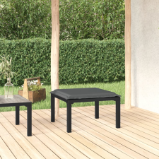vidaXL fekete-szürke polyrattan kerti lábtartó párnával kerti bútor