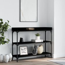 vidaXL fekete tálalóasztal polcokkal 100 x 30 x 80 cm bútor