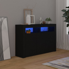 vidaXL fekete tálalószekrény LED-világítással 115,5 x 30 x 75 cm bútor