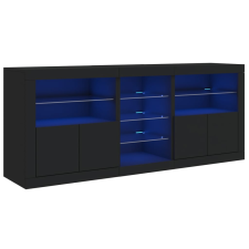 vidaXL fekete tálalószekrény LED-világítással 162 x 37 x 67 cm (3209031) bútor