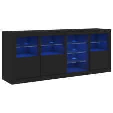 vidaXL fekete tálalószekrény LED-világítással 164 x 37 x 67 cm (3209052) bútor