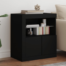 vidaXL fekete tálalószekrény LED-világítással 60,5 x 37 x 67 cm bútor